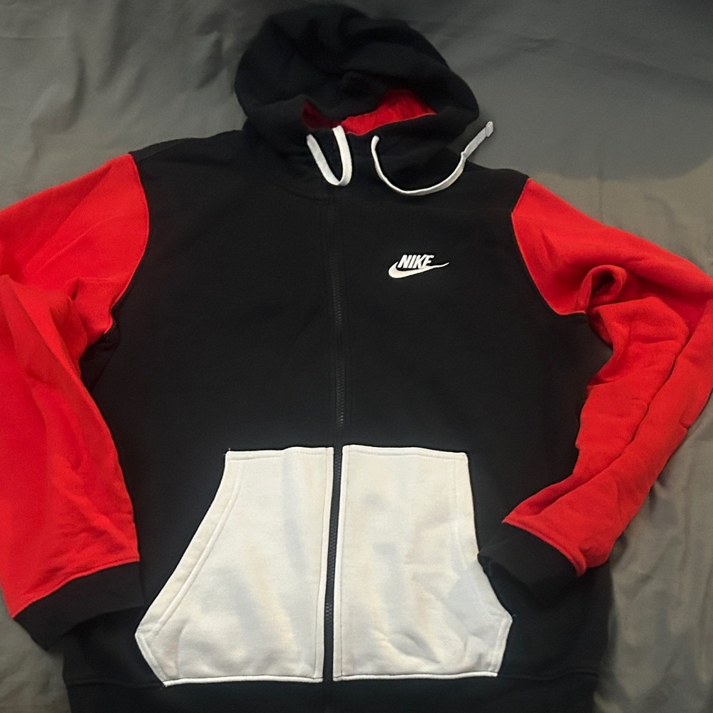Nike Black and Red Sweatshirt with White Logo